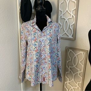 Tommy Hilfiger red tag, paisley flower shirt top blouse 💯 % cotton